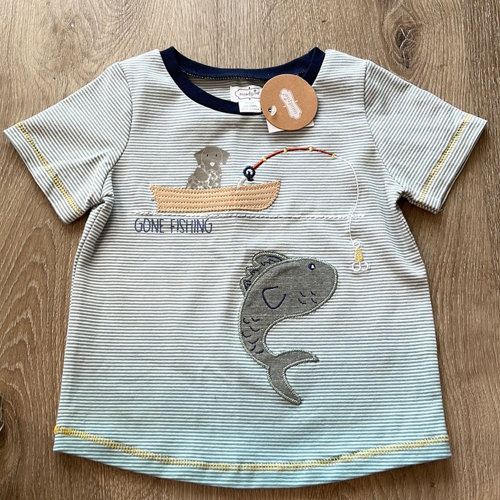 Mud pie baby fishing shirt